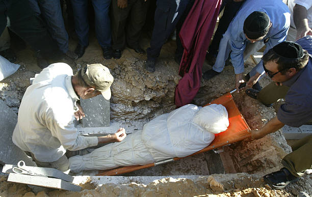 A traditional Jewish burial shroud.